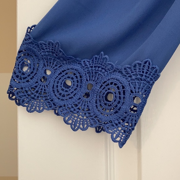 Periwinkle Off the Shoulder 3/4 sleeve Blouse - Picture 3 of 9